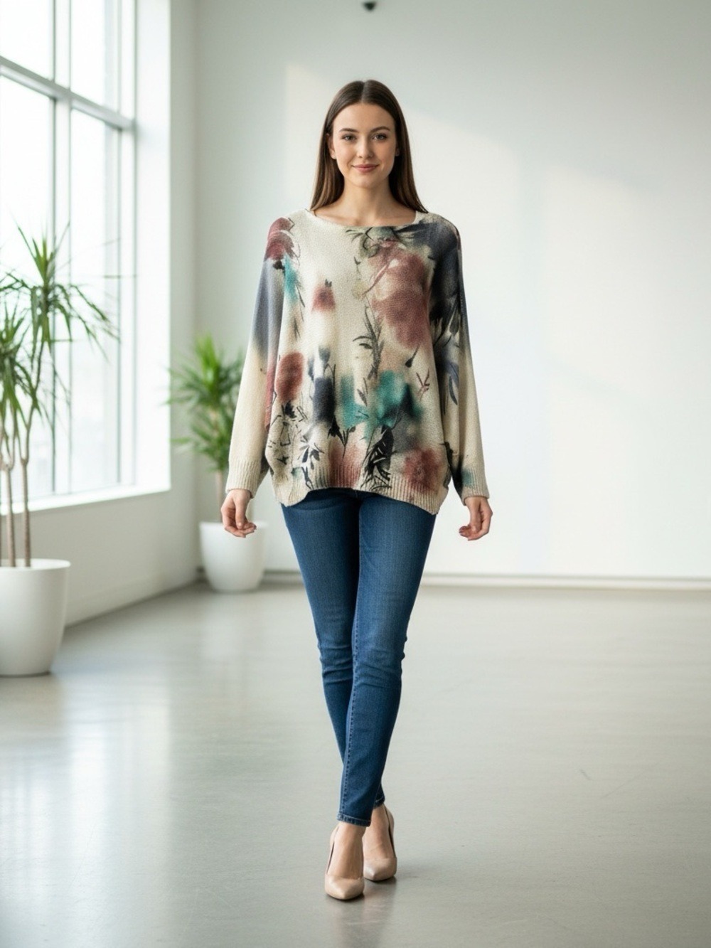 Luisa Ricci Italy Floral Knit Boat Neck Top Medium Fairycore